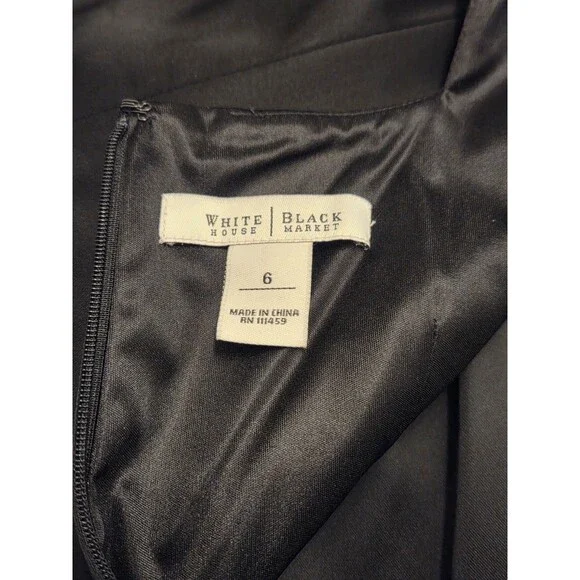 White House Black Market Little Black Dress Size 6 Belted Cocktail Party Wedding - Picture 5 of 15